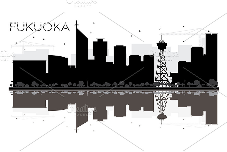 Fukuoka City skyline in Illustrations - product preview 8