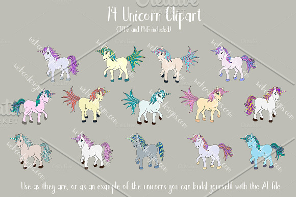 Unicorn Kit: Build your own unicorns in Illustrations - product preview 1