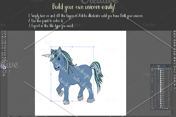Unicorn Kit: Build your own unicorns in Illustrations - product preview 4