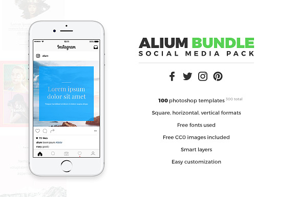 ALIUM BUNDLE | Social Media Pack in Social Media Templates - product preview 1