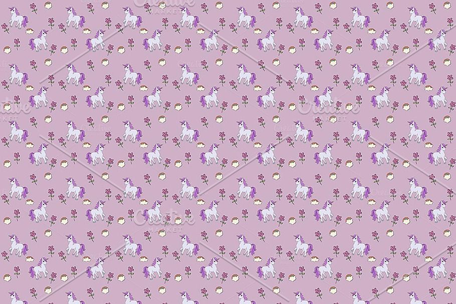 10 Unicorn Themed Seamless Patterns