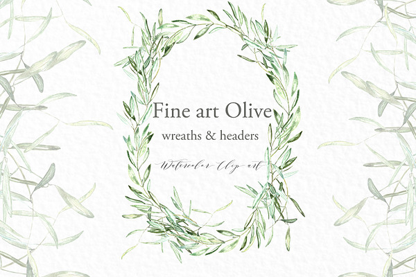 Olive oval wreaths & headers clipart