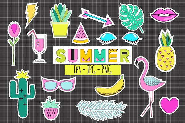 Summer Stickers Vector+ Png+Planner