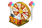 Festive wheel of fortune with colorful balloons