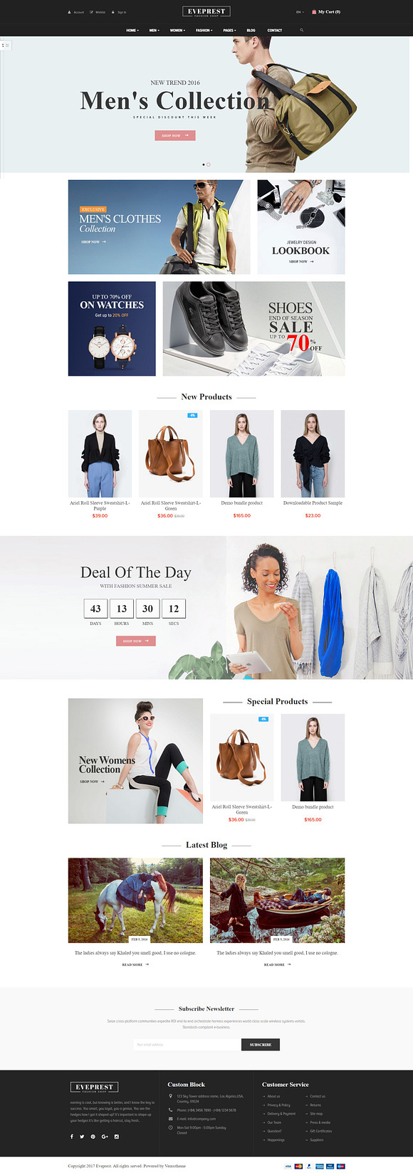 Ves Eveprest Magento 2 Fashion Theme in Magento Themes - product preview 1