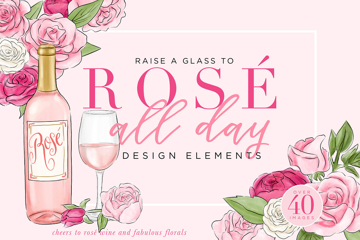 Rosé All Day Design Elements in Illustrations - product preview 8