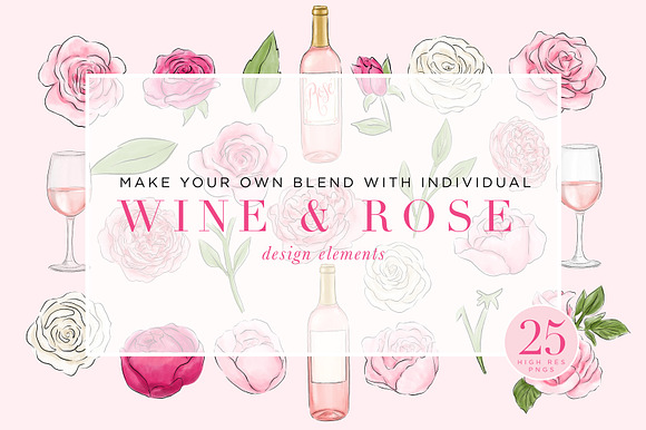 Rosé All Day Design Elements in Illustrations - product preview 1