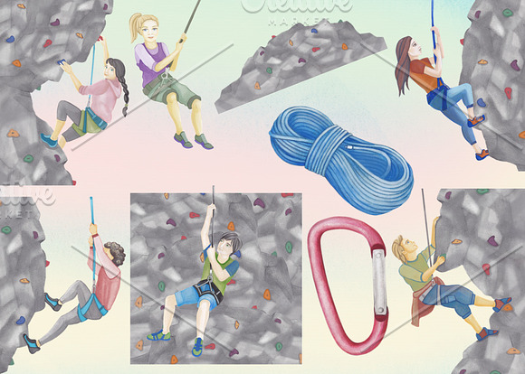 Rock Climbing Clipart Images in Illustrations - product preview 1