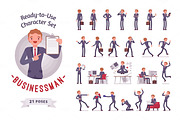Ready-to-use businessman character set, different poses and emotions