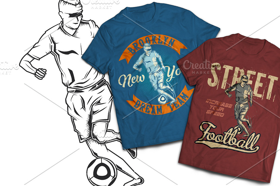 Football T-shirts And Poster Labels in Illustrations - product preview 8