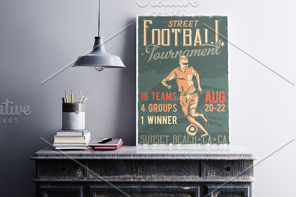 Football T-shirts And Poster Labels in Illustrations - product preview 1
