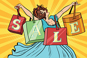 Woman with sale bags shopping