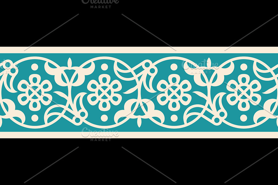 Arabic Floral Seamless Border in Objects - product preview 8