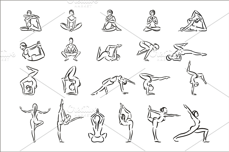 Yoga woman illustration set in Illustrations - product preview 8