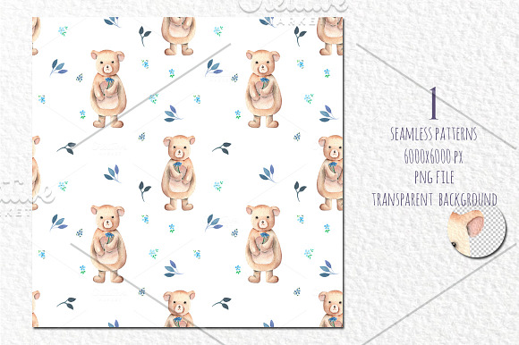 Teddy Bear watercolor in Illustrations - product preview 3
