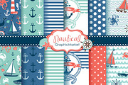 10 Nautical digital papers + 2 cards