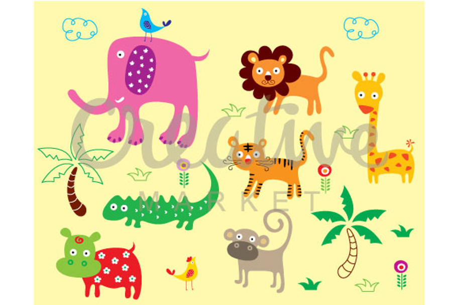 Cute Safari Animals Vector Set in Illustrations - product preview 8