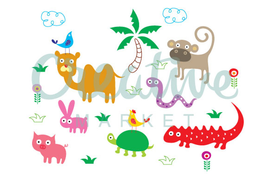 Safari Animals Poster Vector in Illustrations - product preview 8