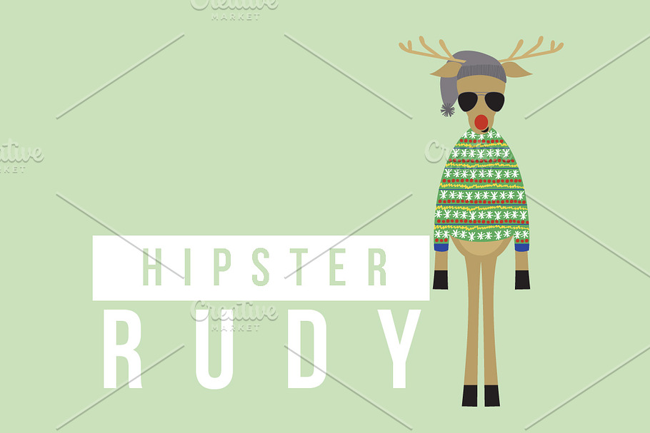 Hipster Rudy the Reindeer in Illustrations - product preview 8