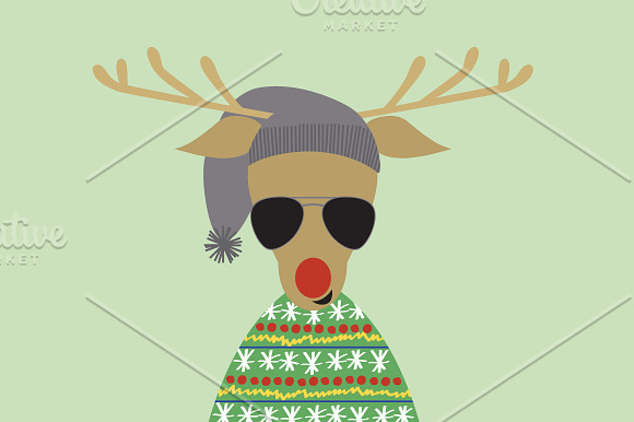 Hipster Rudy the Reindeer in Illustrations - product preview 1