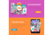 Sale in Electronics Store Vector Web Banners