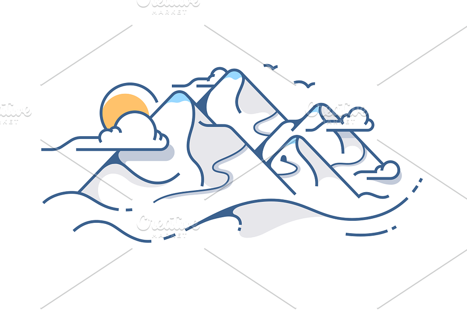Mountains view in Illustrations - product preview 8