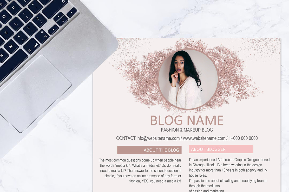MEDIA KIT TEMPLATE - ROSE GOLD GLITT in Resume Templates - product preview 8