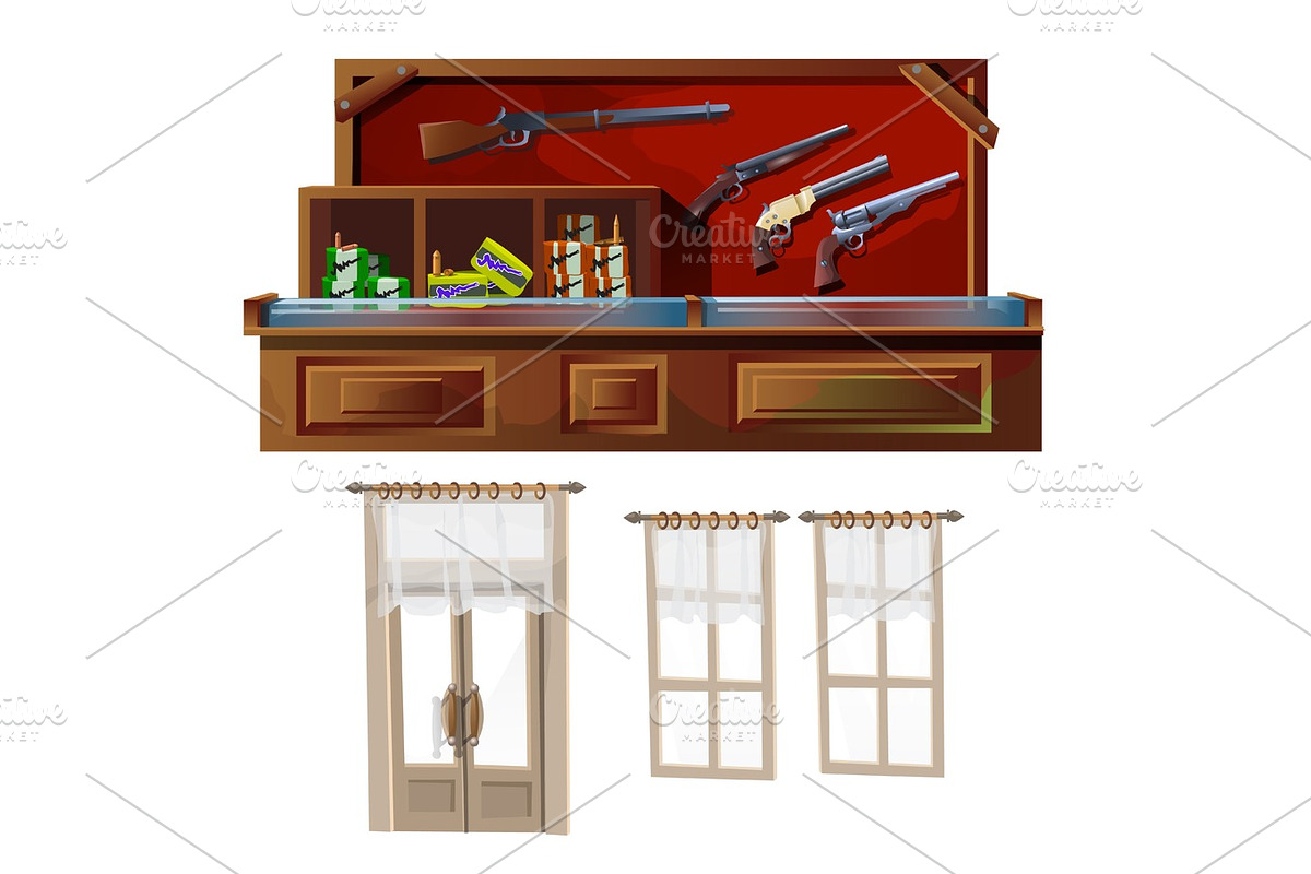 Weapons shop, door and windows in Objects - product preview 8