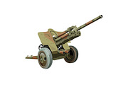 Old military gun on wheels