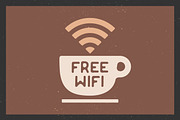 Poster with cup of coffee and text Free WiFi