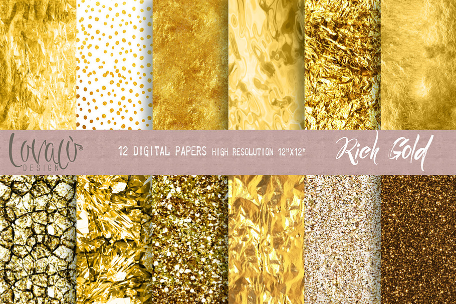 Rich Gold Digital Papers & textures in Textures - product preview 8