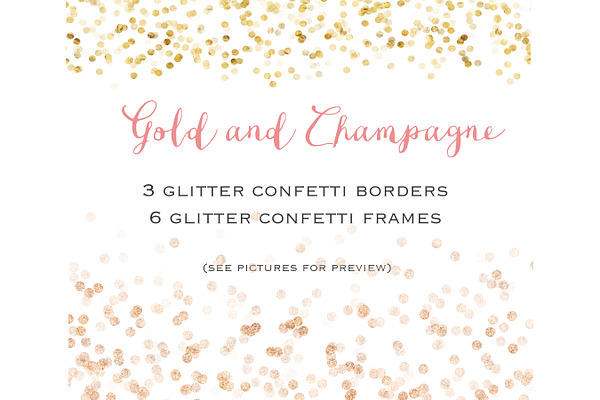 Gold glitter confetti  set