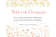 Gold glitter confetti  set