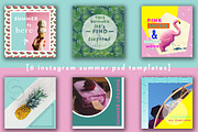 6 Summer PSD Instagram Templates
