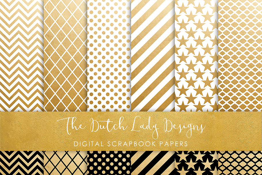Golden Geometric Pattern Papers