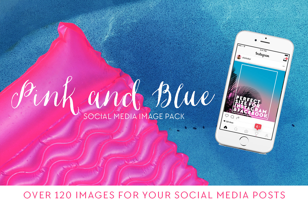 Pink & Blue Insta Lifestyle Set in Social Media Templates - product preview 8