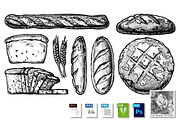 set of different breads