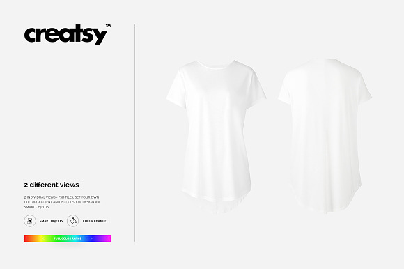 Womens Longline T-shirt Mockup Set in Product Mockups - product preview 5