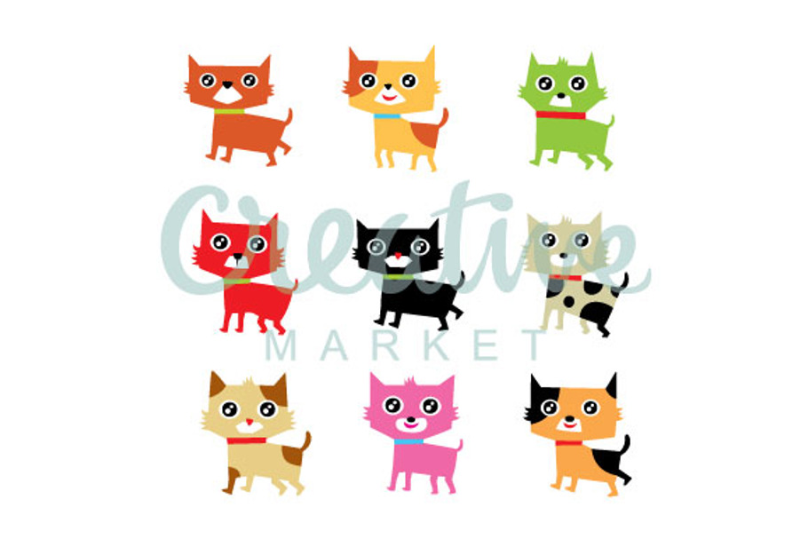 Happy Kitten Vector Set in Illustrations - product preview 8
