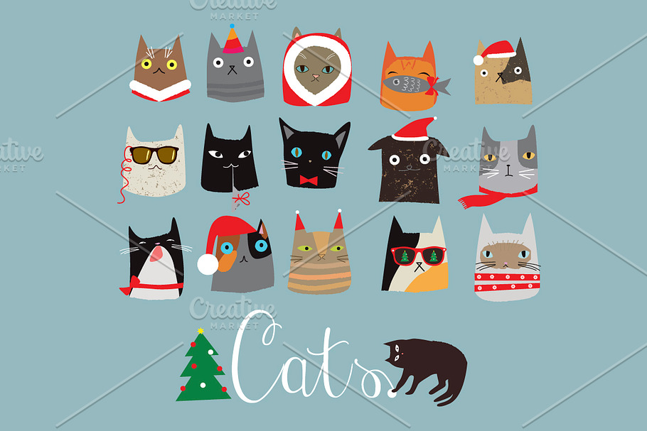 Christmas cats in Illustrations - product preview 8