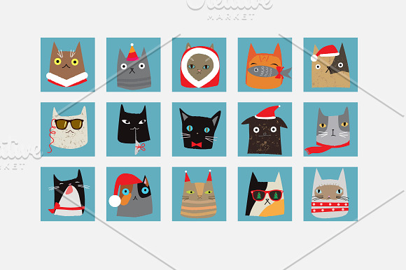 Christmas cats in Illustrations - product preview 1