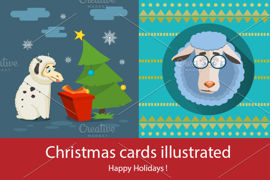 Square Christmas cards in Illustrations - product preview 8
