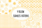 4 Yellow Seamless Patterns