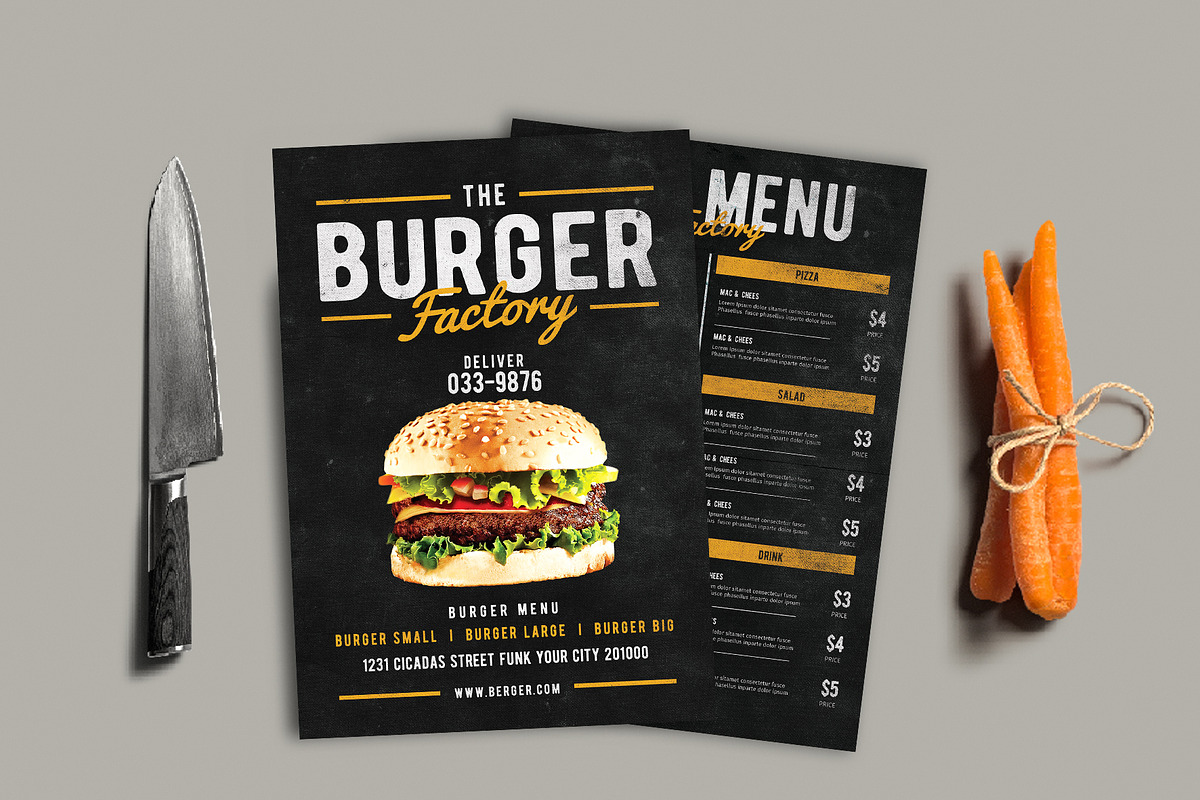 Burger Factory menu in Flyer Templates - product preview 8