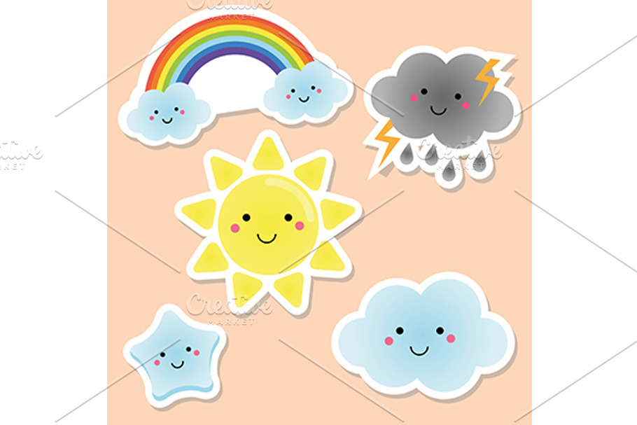 Cute weather stickers in Cute Icons - product preview 8