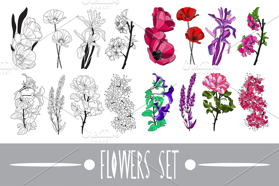 Decorative Flowers in Illustrations - product preview 8