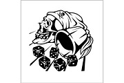 Skull and playing dice