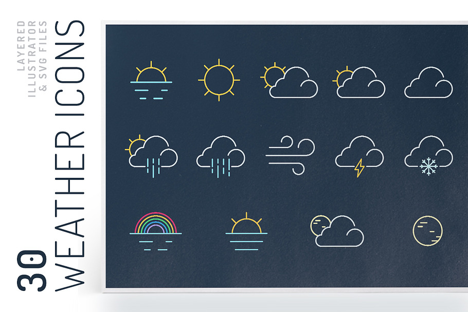 Weather icon set in Graphics - product preview 8