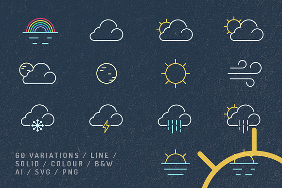 Weather icon set in Graphics - product preview 1