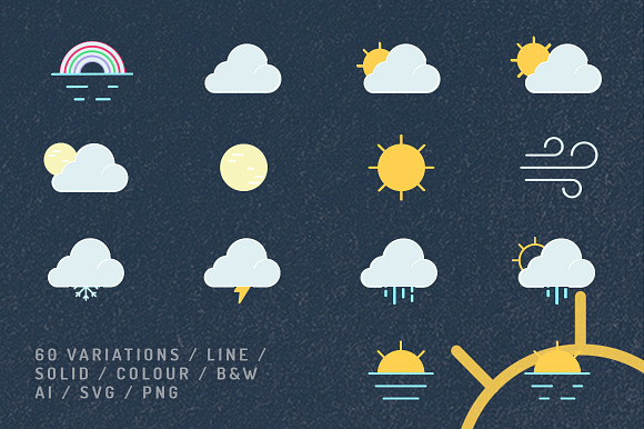 Weather icon set in Graphics - product preview 2